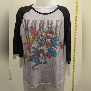 Marvel Heroes Black and Gray Raglan Shirt Size XL 15-17